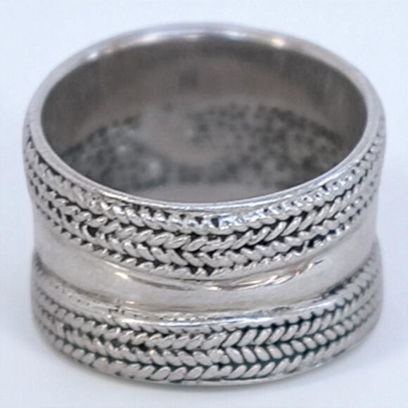 Vintage Sterling Silver 925 Wide Bali Cigar Ring Braided Size 6.5 6g Band - Picture 4 of 5